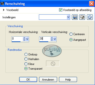 Instellingen Afbeeldingseffect - Verschuiving