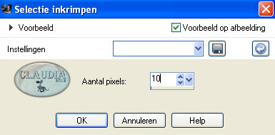 Instelling Inkrimpen van selectie