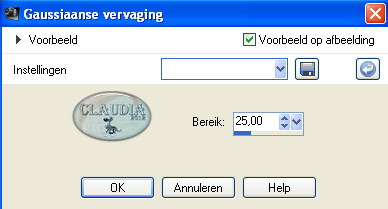 Instellingen Gaussiaanse vervaging