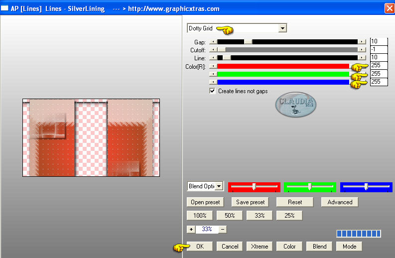 Instellingen filter AP [Lines] - Lines - SilverLining