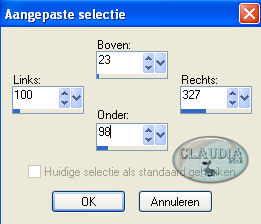 Instellingen Selectiegereedschap - Aangepaste selectie