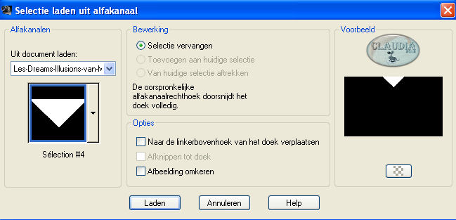 Selectie laden uit alfakanaal