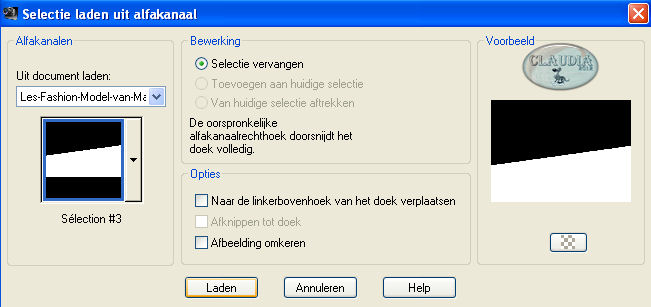 Selectie laden uit alfakanaal