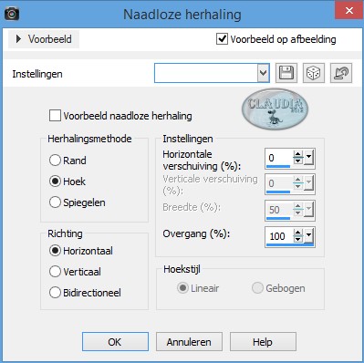 Instellingen Afbeeldingseffect - Naadloze herhaling