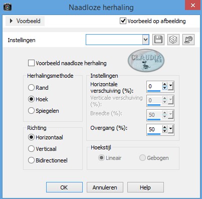 Instellingen Afbeeldingseffect - Naadloze herhaling