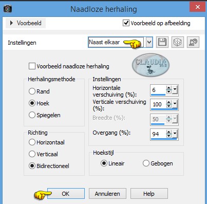 Instellingen Afbeeldingseffect - Naadloze herhaling