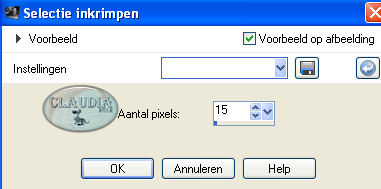 Instelling Inkrimpen van selectie