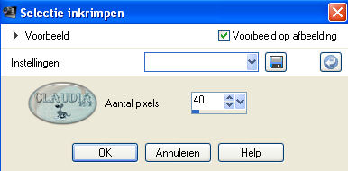 Instelling Inkrimpen van selectie