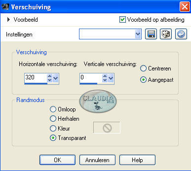 Instellingen Afbeeldingseffect - Verschuiving