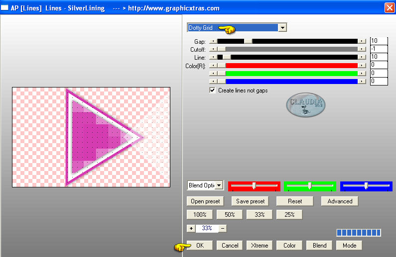 Instellingen filter AP [Lines] - Lines - SilverLining