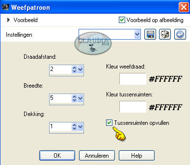 Instellingen Textuureffect - Weefpatroon