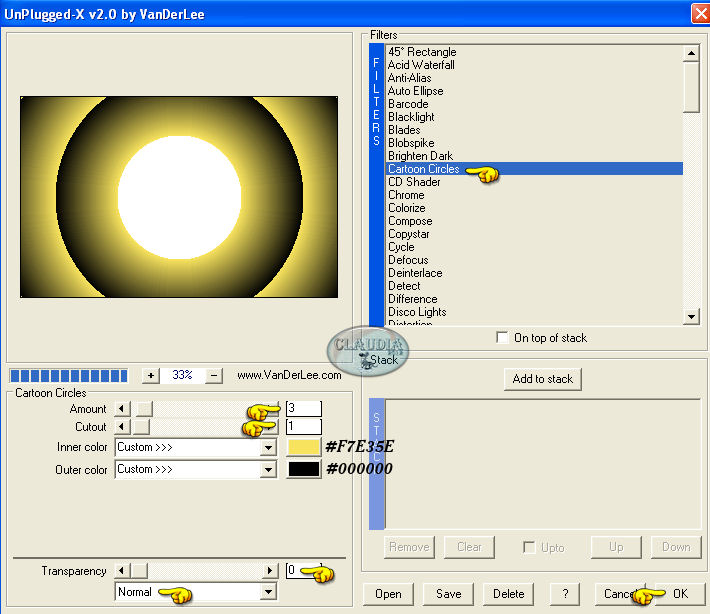 Instellingen filter VanderLee - Unplugged-X - Cartoon Circles