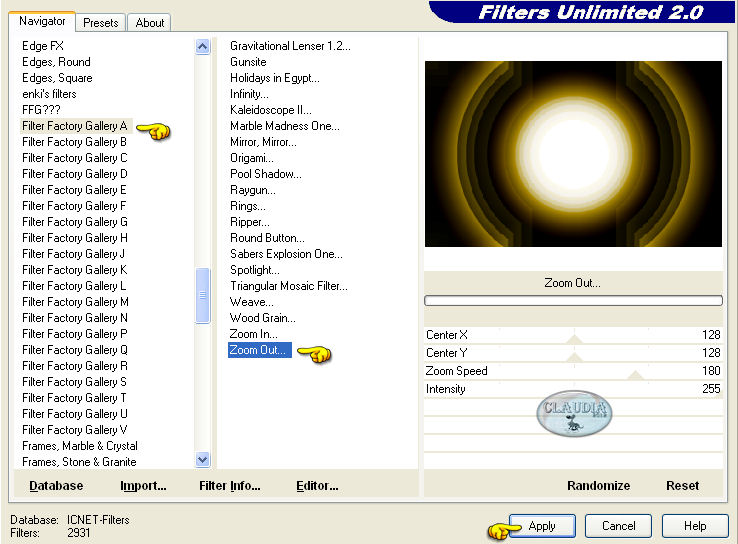 Instellingen filter Filters Unlimted 2.0 - Filter Factory Gallery A - Zoom Out 