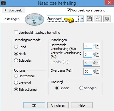 Instellingen Afbeeldingseffect - Naadloze herhaling