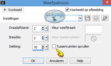 Instellingen Textuureffect - Weefpatroon
