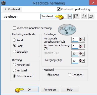 Instellingen Afbeeldingseffect - Naadloze herhaling