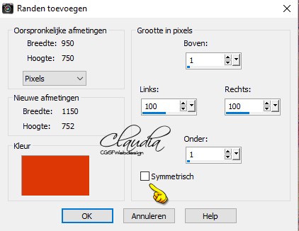 Instellingen Randen toevoegen