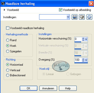 Instellingen Afbeeldingseffect - Naadloze herhaling