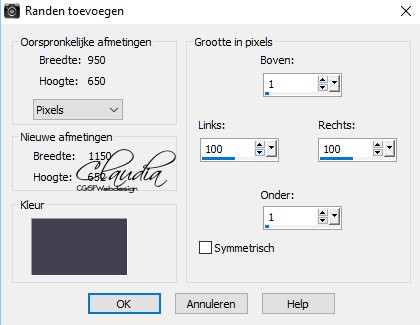 Instellingen Randen toevoegen