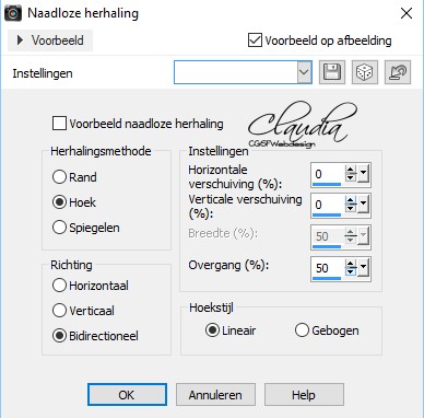 Instellingen Afbeeldingseffect - Naadloze herhaling