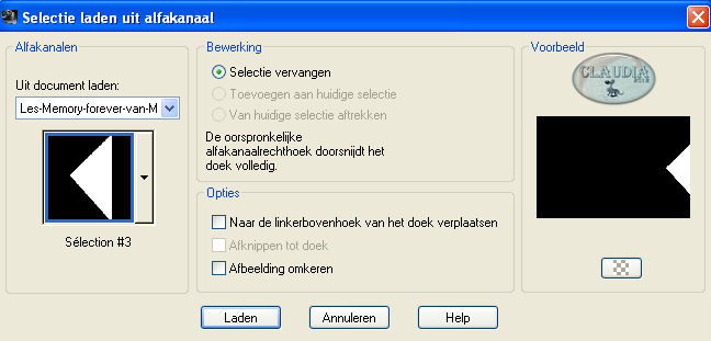 Selectie laden uit alfakanaal