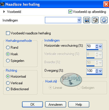 Instellingen Afbeeldingseffect - Naadloze herhaling