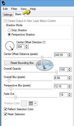 Instellingen filter Eye Candy 5 : Impact - Perspective Shadow