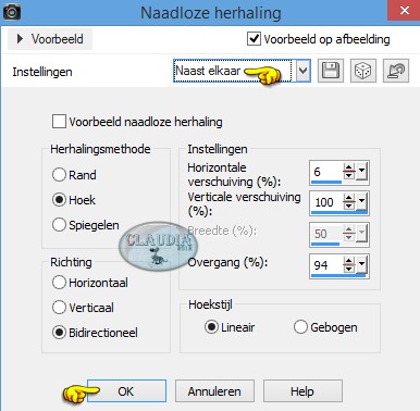 Instellingen fbeeldingseffect - Naadloze herhaling