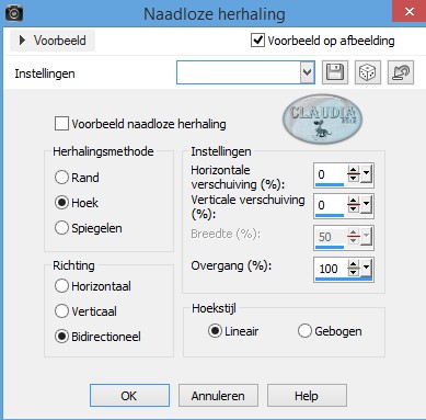 Instellingen Afbeeldingseffect - Naadloze herhaling 