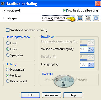 Instellingen Afbeeldingseffect - Naadloze herhaling