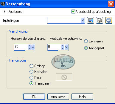 Instellingen Afbeeldingseffect - Verschuiving