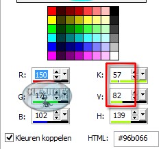 Noteer de getallen die naast K en V staan