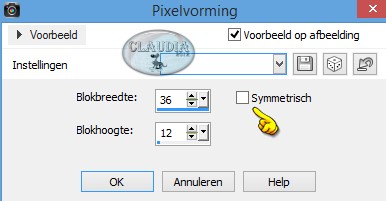 Instellingen Vervormingseffect - Pixelvorming 