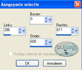 Instellingen Aangepaste selectie