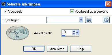 Instelling Inkrimpen van selectie