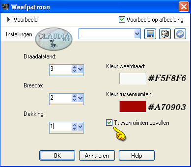 Instellingen Textuureffect - Weefpatroon