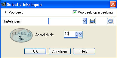 Instelling Inkrimpen van selectie