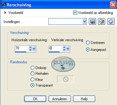 Instellingen Afbeeldingseffect - Verschuiving