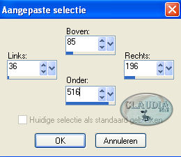 Instellingen Aangepaste selectie