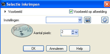 Instelling Inkrimpen van selectie