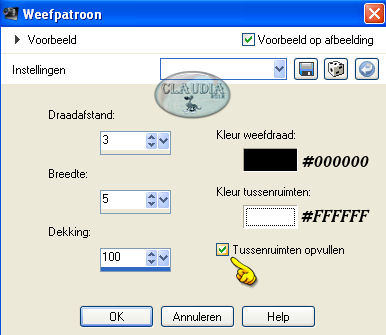 Instellingen Textuureffect - Weefpatroon