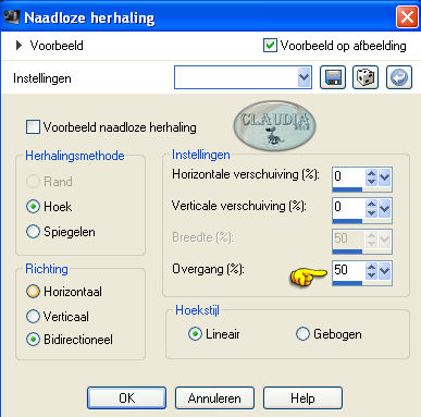 Instellingen Afbeeldingseffect - Naadloze herhaling