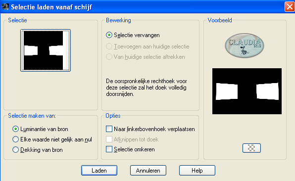 Selectie laden vanaf schijf