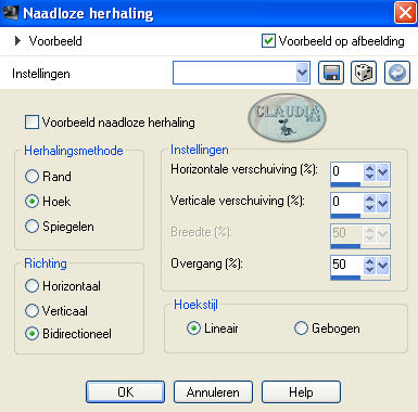 Instellingen Afbeeldingseffect - Naadloze herhaling