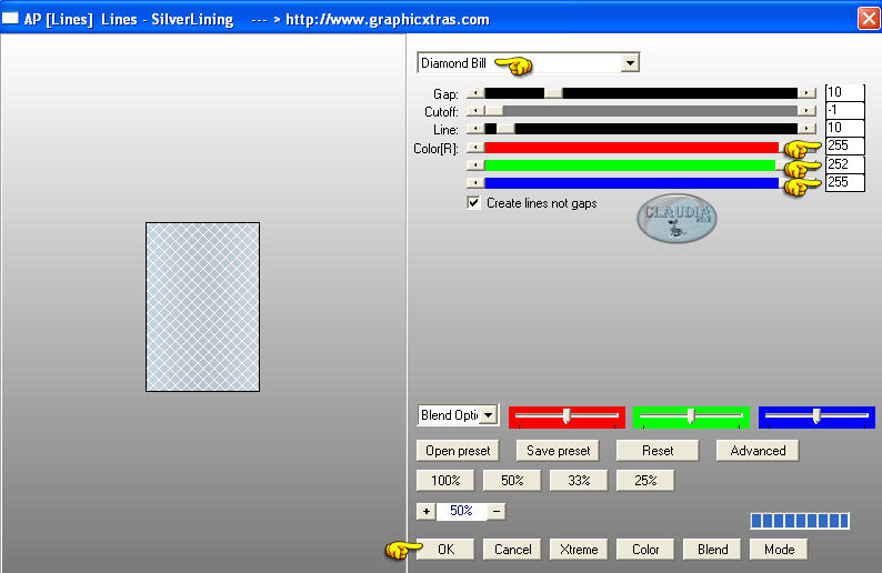 Instellingen filter AP [Lines] - Lines - SilverLining