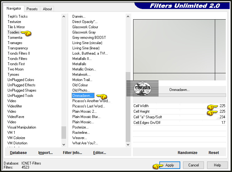 Effecten - Insteekfilters - <I.C.NET Software> - Filters Unlimited 2.0 - Toadies - Ommadawn