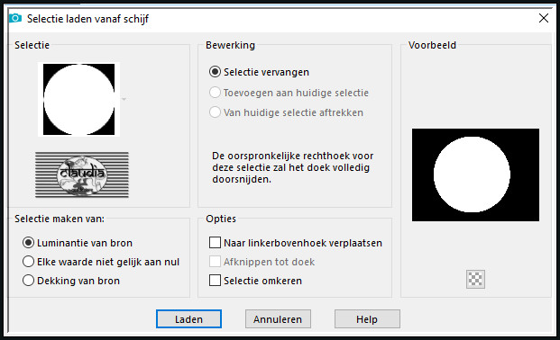 Selecties - Selectie laden/opslaan - Selectie laden vanaf schijf : Narah_Sel_Circulo_Alolejos