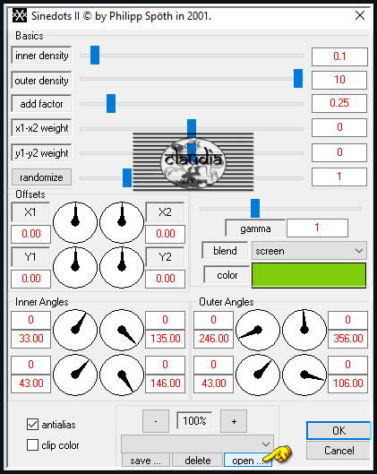 Effecten - Insteekfilters - Dragonfly - Sinedots II