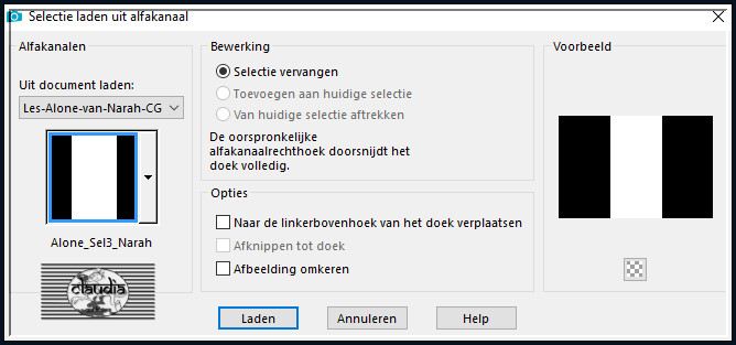 Selecties - Selectie laden/opslaan - Selectie laden uit alfkanaal : Alone_Sel3_Narah