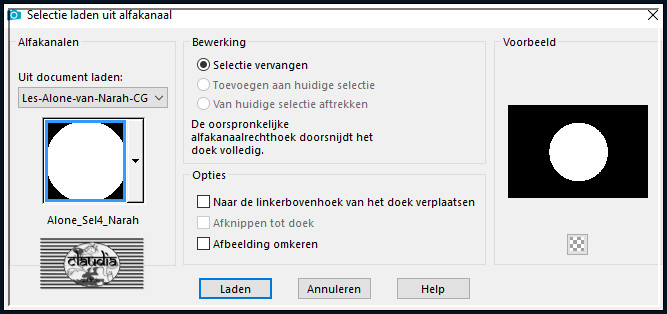 Selecties - Selectie laden/opslaan - Selectie laden uit alfkanaal : Alone_Sel4_Narah